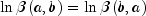 {rm ln} , beta 
  left( {a,b} right) = {rm ln} , beta left( {b,a} right)