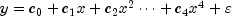 y = c_0 + c_1 x + c_2 x^2 \cdots + c_4 x^4 + \varepsilon