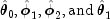 {\rm{\hat \theta }}_{\rm{0}} {\rm{,\hat \phi }}_{\rm{1}} {\rm{,\hat \phi }}_{\rm{2}} {\rm{, and \, \hat \theta }}_{\rm{1}}