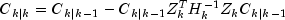 C_{left. k right|k}  = C_{left. k 
  right|k - 1}  - C_{left. k right|k - 1} Z_k^T H_k^{ - 1} Z_k C_{left. k 
  right|k - 1}