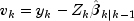 v_k  = y_k  - Z_k hat beta _{left. k 
  right|k - 1}