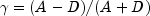 gamma = (A - D)/(A + D)