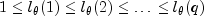 1 leq l_theta (1) leq l_theta (2) leq 
  ldots leq l_theta (q)