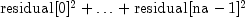 {rm {residual}}[0]^2 + ldots + 
          {rm {residual}}[{rm {na - 1}}]^2