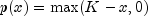 p(x) = \max(K-x,0)