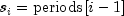 s_i = {rm {periods}} 
  [i - 1]