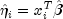 {hat{eta}}_i = x_i^That{beta}