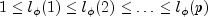 1 leq l_phi  (1) leq l_phi  (2) leq ldots 
  leq l_phi  (p)