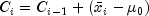 C_i=C_{i-1}+left(bar{x}_i-mu_0right)