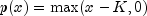 p(x) = \max(x-K, 0)