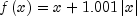 fleft( x right) = x + 1.001left| x right|