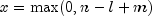 x = {rm max}(0, n - l + m)