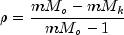 rho = frac{mM_o - mM_k}{mM_o - 1}