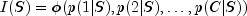 I(S)=phi(p(1|S),p(2|S),ldots,p(C|S))
