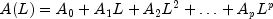 A(L)=A_0 + A_1L + A_2L^2 + ldots + A_pL^p