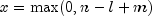 x = {rm max}(0, n - l +
 m)