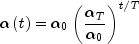 alpha left( t right) = alpha_{0} left( frac{alpha_{T}}{alpha_{0}} right)^{t/T}