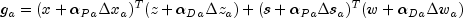 g_a = (x+alpha_{Pa}Delta
 x_a)^T(z+alpha_{Da}Delta z_a)+ (s+alpha_{Pa}Delta
 s_a)^T(w+alpha_{Da}Delta w_a)