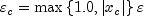 varepsilon _c  = max left{ {1.0,left| {x_c } right|} 
  right}varepsilon