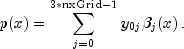 p(x) = sum_{j=0}^{3*text{nxGrid}-1} y_{0j}beta_j(x),.