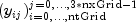 (y_{ij})_{i=0,ldots,text{ntGrid}}^{j=0,ldots,3*text{nxGrid}-1}