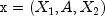 mathtt{x} = (X_1, A, X_2)