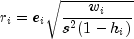 r_i=e_isqrt{frac{{w_i}}{{s^2(1-h_i)}}}