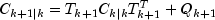 C_{k+1|k} = T_{k+1}C_{k|k}T_{k+1}^{T} + 
  Q_{k+1}