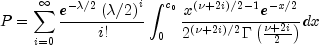 P = sumlimits_{i = 0}^infty {frac{e^{-lambda/2}left(lambda/2right)^i}{i!}}
  int_0^{c_{0}} {frac{x^{left(nu + 2iright)/2-1}e^{ - x/2}} {2^{left(nu+2iright)/2}{Gammaleft(frac{nu+2i}{2}right)}}}
  dx