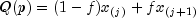Q(p) = (1 - f)x_{(j)} + fx_{(j+1)}