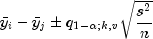 bar y_i-bar y_jpm q_{1-alpha;k,v}
 sqrt{frac{s^2}{n}}