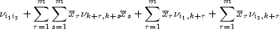 nu_{i_{1}i_{2}}+sum_{r=1}^{m}sum_{s=1}^{m}
 overline{x}_{r}nu_{k+r, k+s}overline{x}_{s}+sum_{r=1}^{m}overline{x}_{r}
 nu_{i_{1}, k+r}+sum_{r=1}^{m}overline{x}_{r}nu_{i_{2}, k+r}