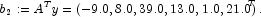 b_2:=A^Ty = {(-9.0, 8.0, 39.0, 13.0, 1.0, 21.0)}^T\,.