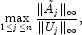 \max_{1 \le j \le n} \frac{\|\tilde{A}_j\|_\infty}{\|U_j\|_\infty},