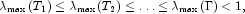 \lambda_{\max}(T_1) \leq \lambda_{\max}(T_2) \leq \ldots \leq \lambda_{\max}(\Gamma) \lt 1,