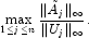 \max_{1 \le j \le n} \frac{\|\tilde{A}_j\|_\infty}{\|U_j\|_\infty}.