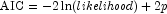 \mbox{AIC} = -2\ln(likelihood)+2p