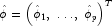 \hat \phi  = \left( {\hat \phi _1 ,\; 
            \ldots ,\;\hat \phi _p } \right)^T