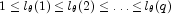 1 \leq l_\theta (1) \leq l_\theta (2) \leq 
            \ldots \leq l_\theta (q)