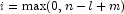 i = {\rm max}(0, n - l + m)