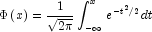 \Phi \left( x \right) = \frac{1}{{\sqrt 
            {2\pi } }}\int_{ - \infty }^x {} e^{ - t^2 /2} dt