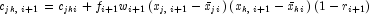 c_{jk,\;i + 1}  = c_{jki}  + f_{i + 1} 
            w_{i + 1} \left( {x_{j,\;i + 1}  - \bar x_{ji} } \right)\left( 
            {x_{k,\;i + 1}  - \bar x_{ki} } \right)\left( {1 - r_{i + 1} } 
            \right)