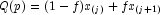 Q(p) = (1 - f)x_{(j)} + fx_{(j+1)}