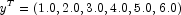 y^T = (1.0, 2.0, 3.0, 4.0, 5.0, 6.0)