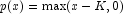 p(x) = \max(x-K, 0)