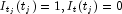 I_{t_j}(t_j)=1, I_t(t_j)=0