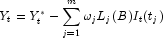 
            Y_t = Y_t^\ast-\sum_{j=1}^m\omega_jL_j(B)I_t(t_j)
            