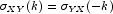 \sigma _{XY}(k) = \sigma _{YX}(-k)