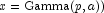 x={\rm{Gamma}}(p,a))