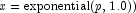 
            x={\rm{exponential}}(p,1.0))